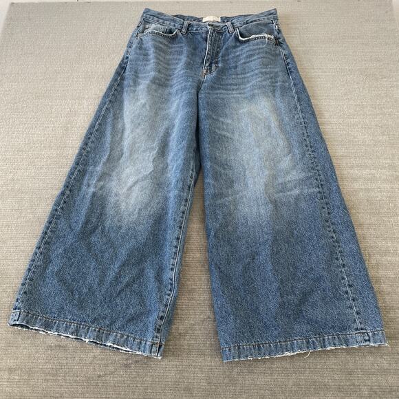 C/E By Current Elliott Extra Wide Leg Crop Jeans Women 31x27 Casual Loose - Picture 1 of 8